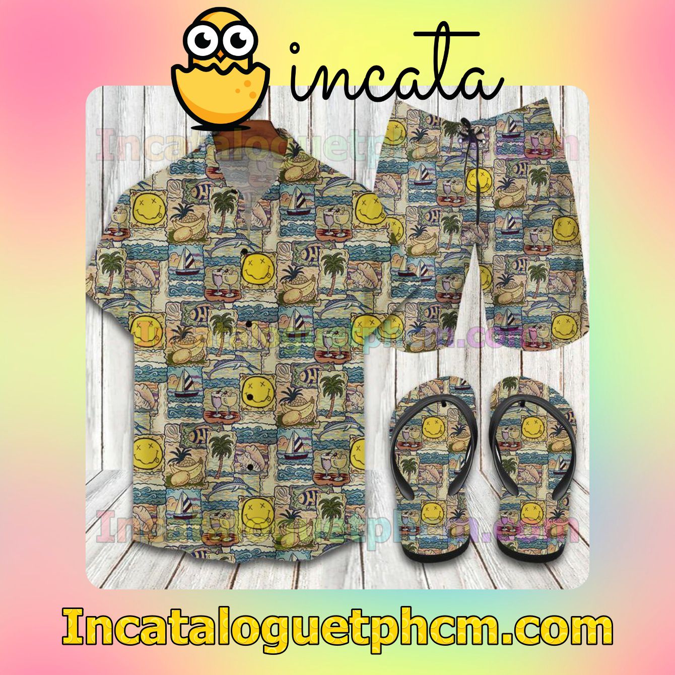 Hot Deal Nirvana Aloha Shirt And Shorts