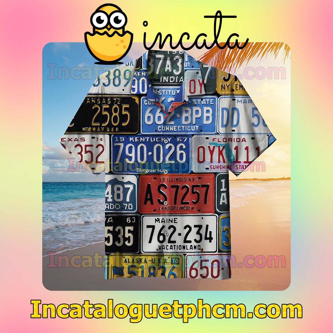 Old License Plates Number Unisex Vacation Shirt