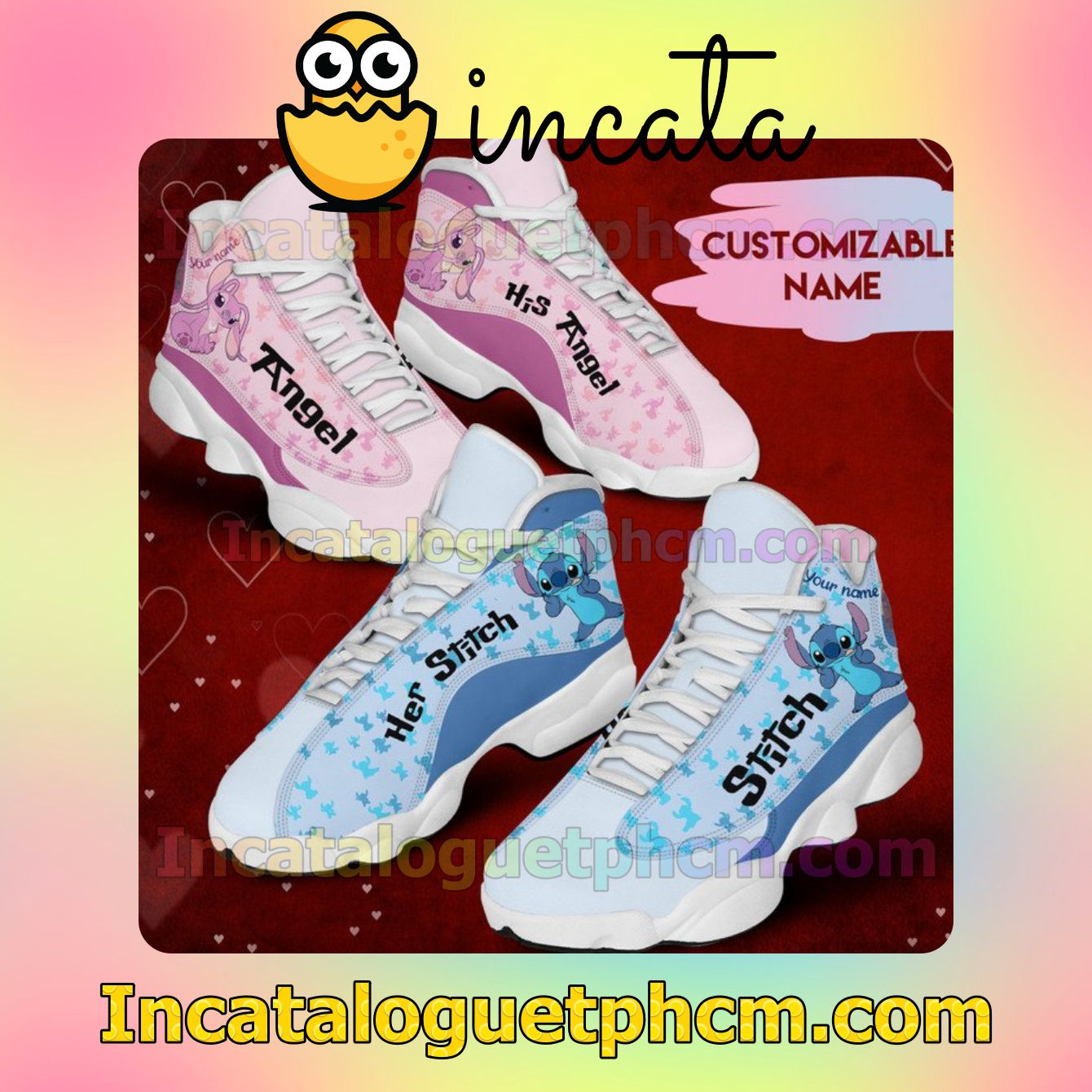 Personalized Her Stitch & His Angel Shoes Premium Couple Jordans