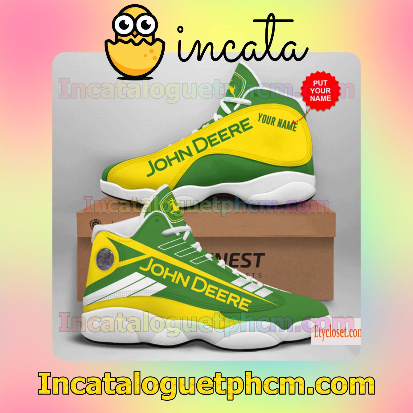 Personalized John Deere Green Yellow Jordans
