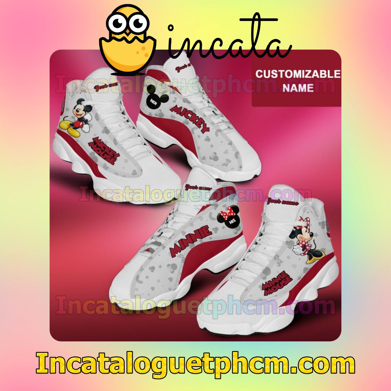 Personalized Mickey Mouse And Minnie Mouse Shoes Premium Couple Jordans