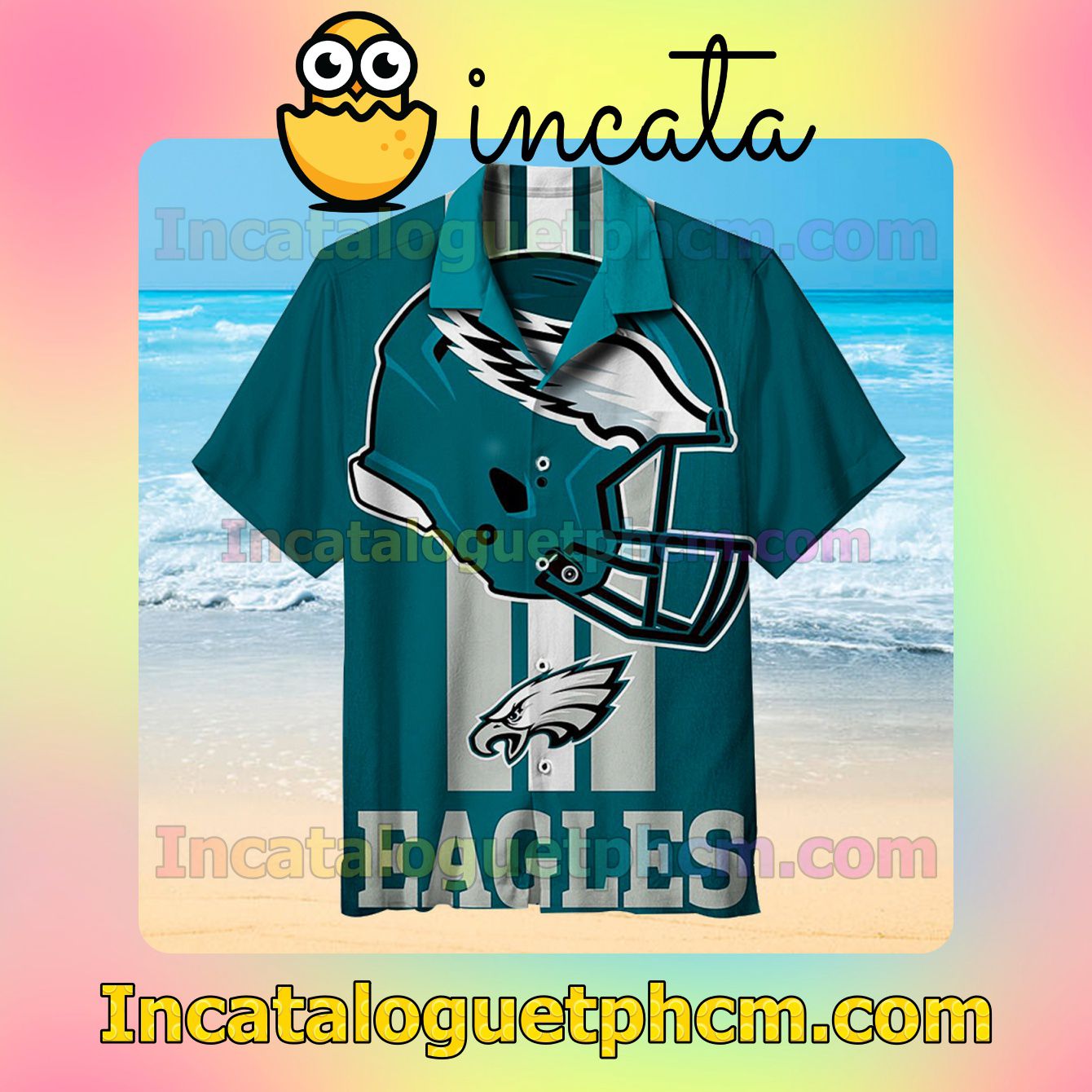 Philadelphia Eagles Helmet Green Vacation Shirt