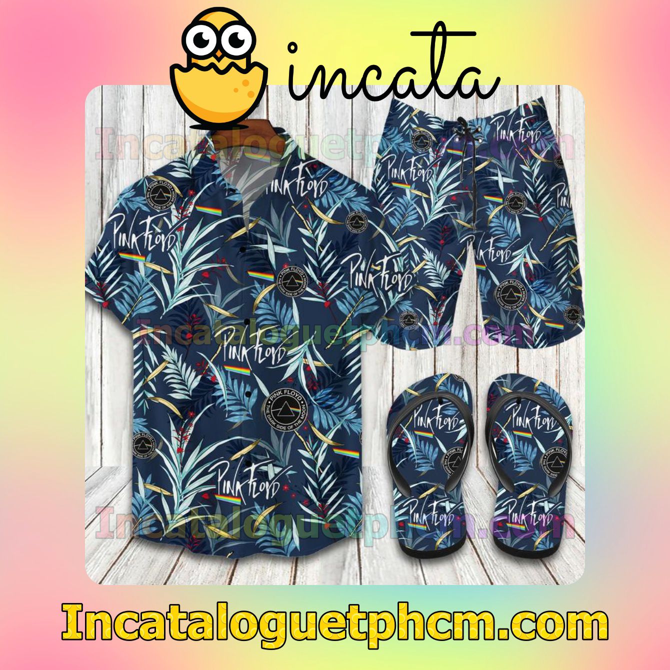 Pink Floyd Tropical Aloha Shirt And Shorts