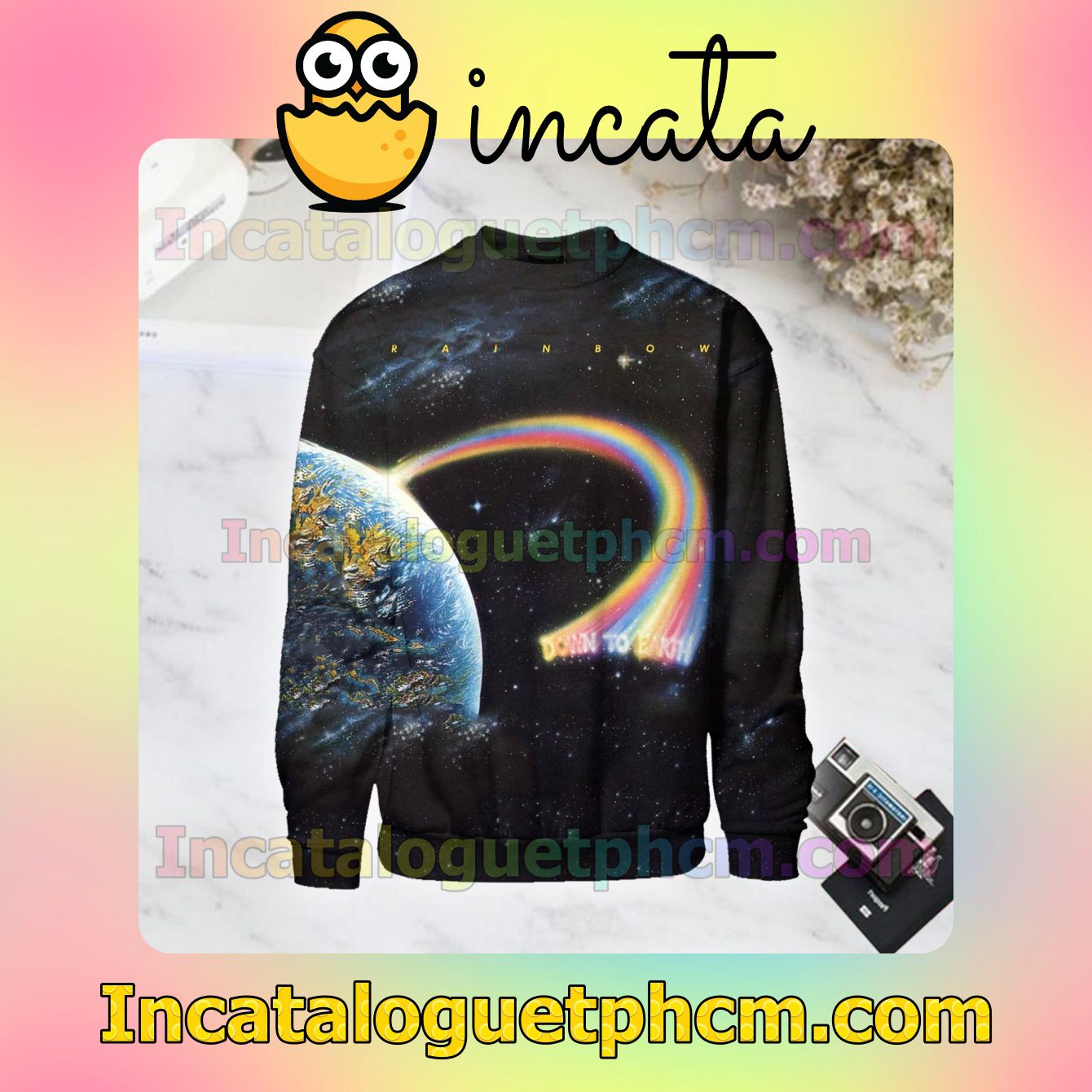 Rainbow Down To Earth Album Cover Long Sleeve Shirts For Men