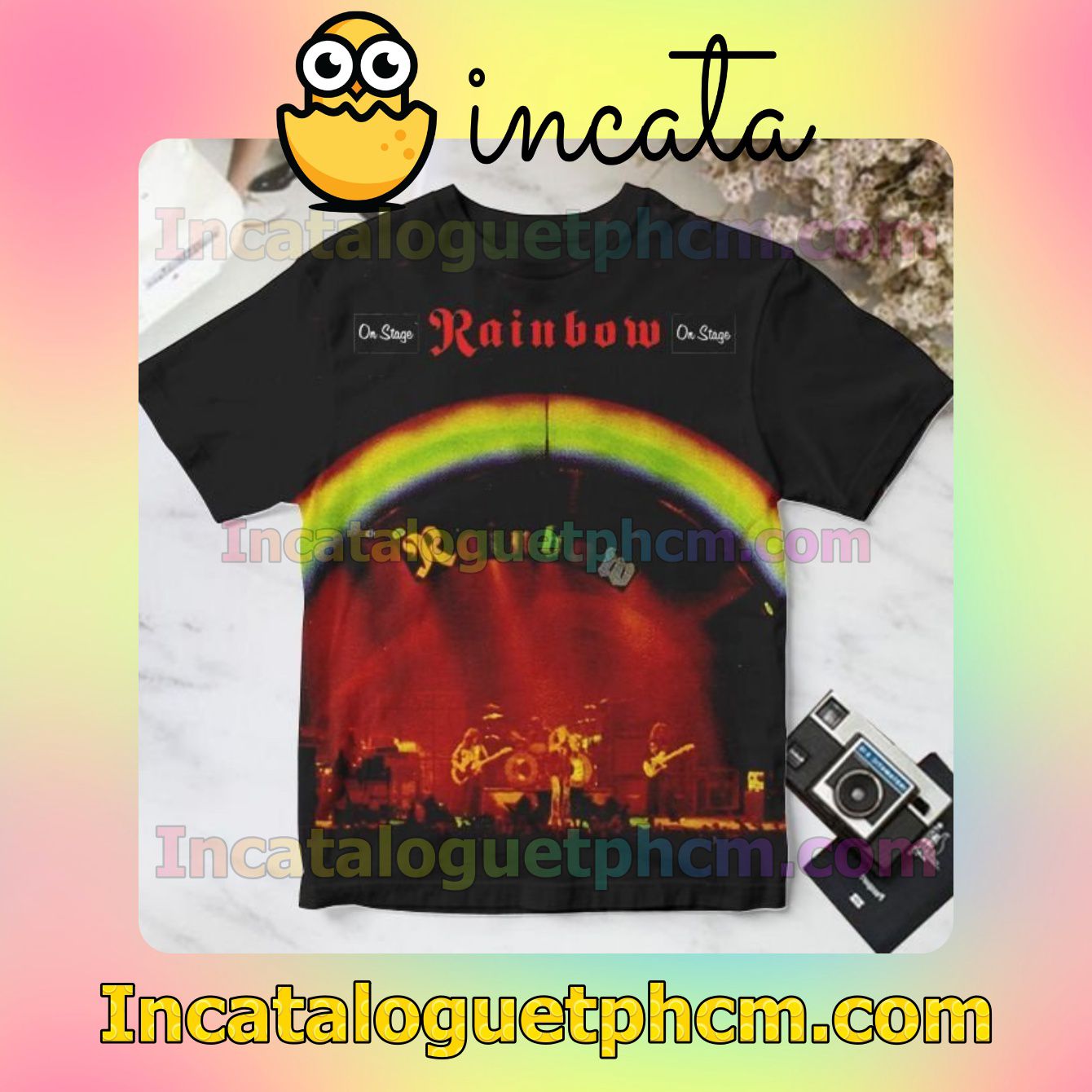 Rainbow On Stage Album Cover Black Personalized Shirt