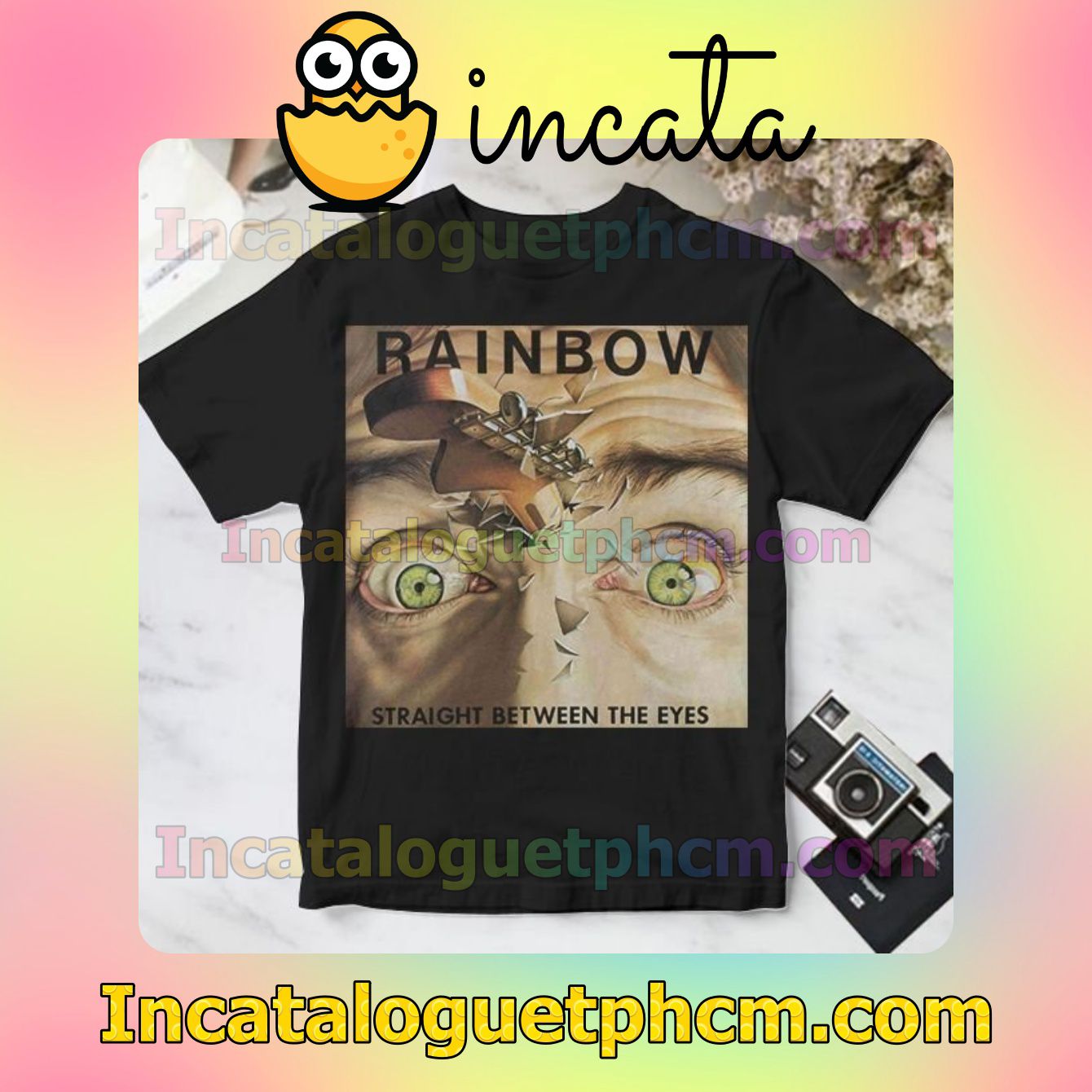 Rainbow Straight Between The Eyes Album Cover Black Personalized Shirt