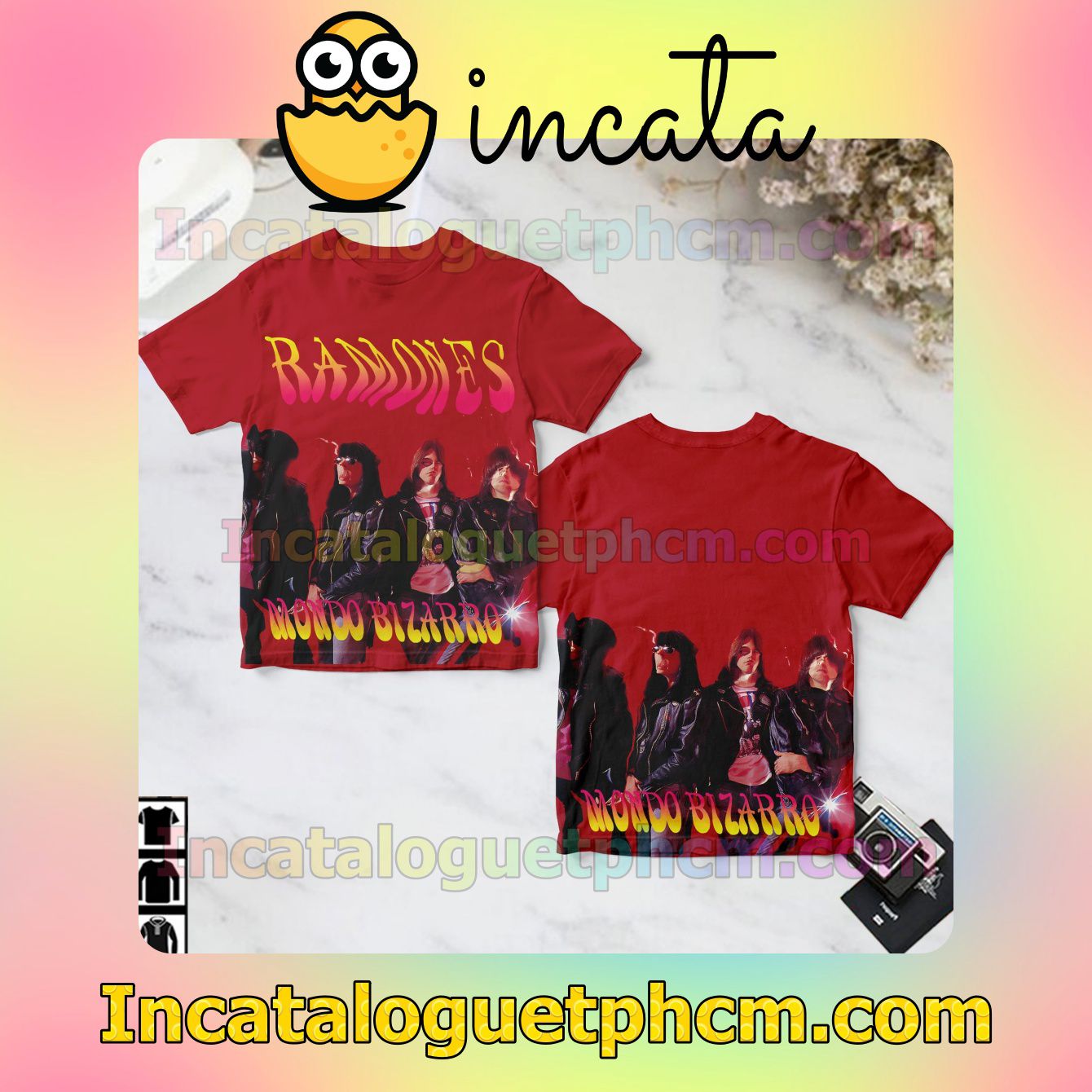 Ramones Mondo Bizarro Album Cover Red Gift Shirt