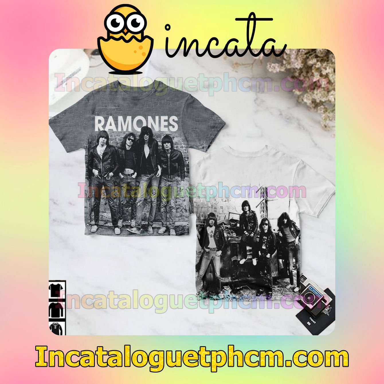 Ramones The Debut Studio Album Cover Mix Grey And White Gift Shirt