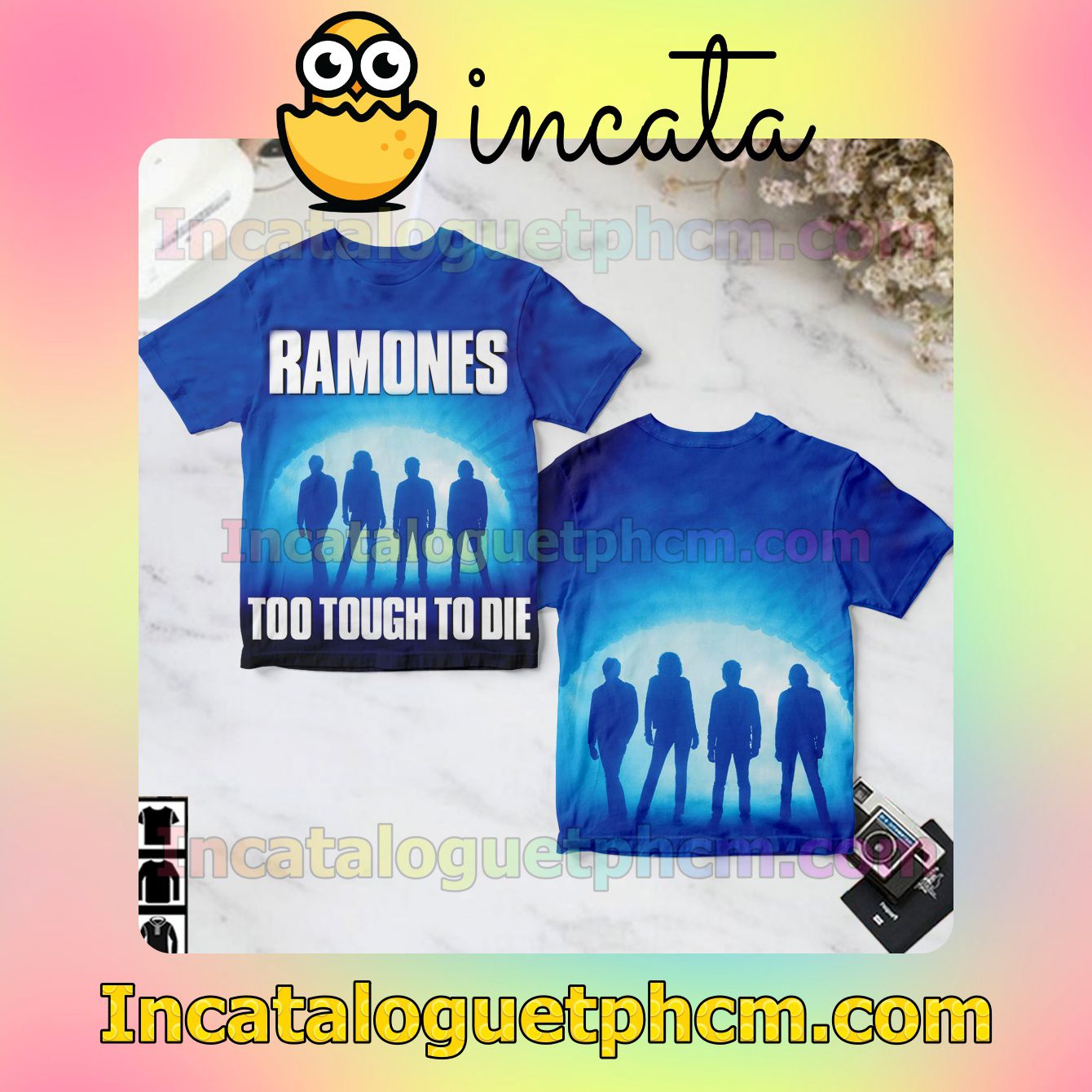 Ramones Too Tough To Die Album Cover Blue Gift Shirt