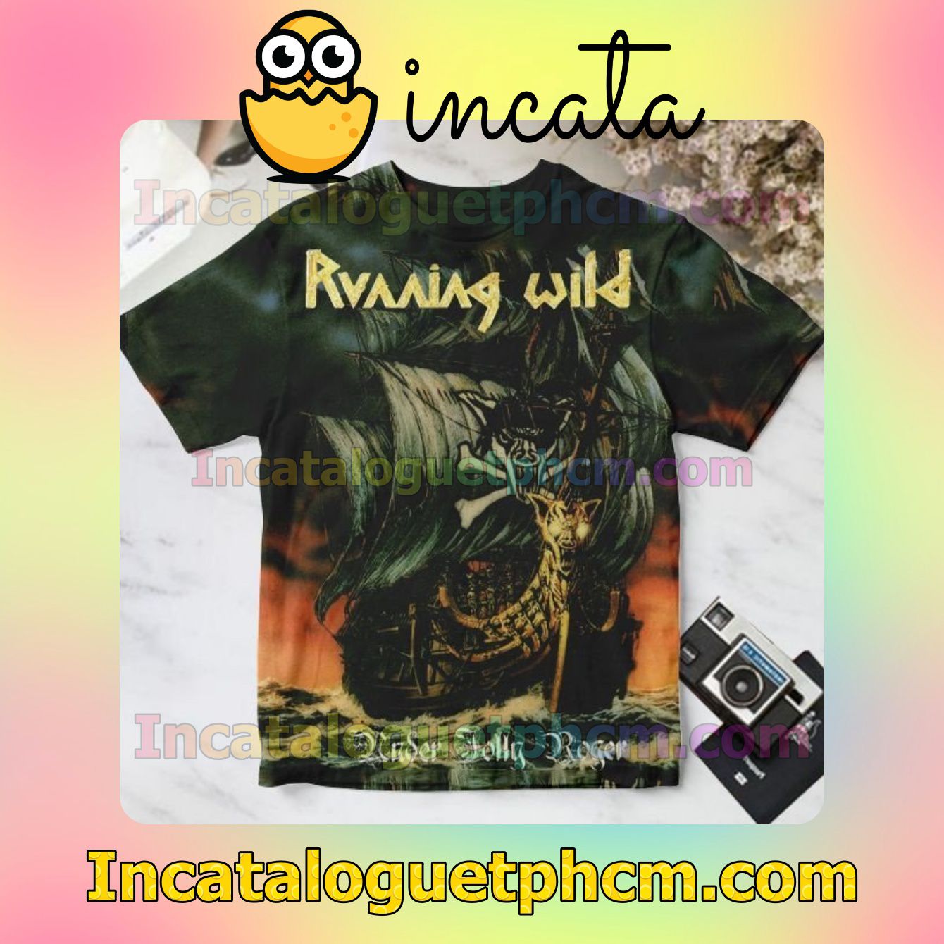 Running Wild Under Jolly Roger Album Cover For Fan Personalized T-Shirt