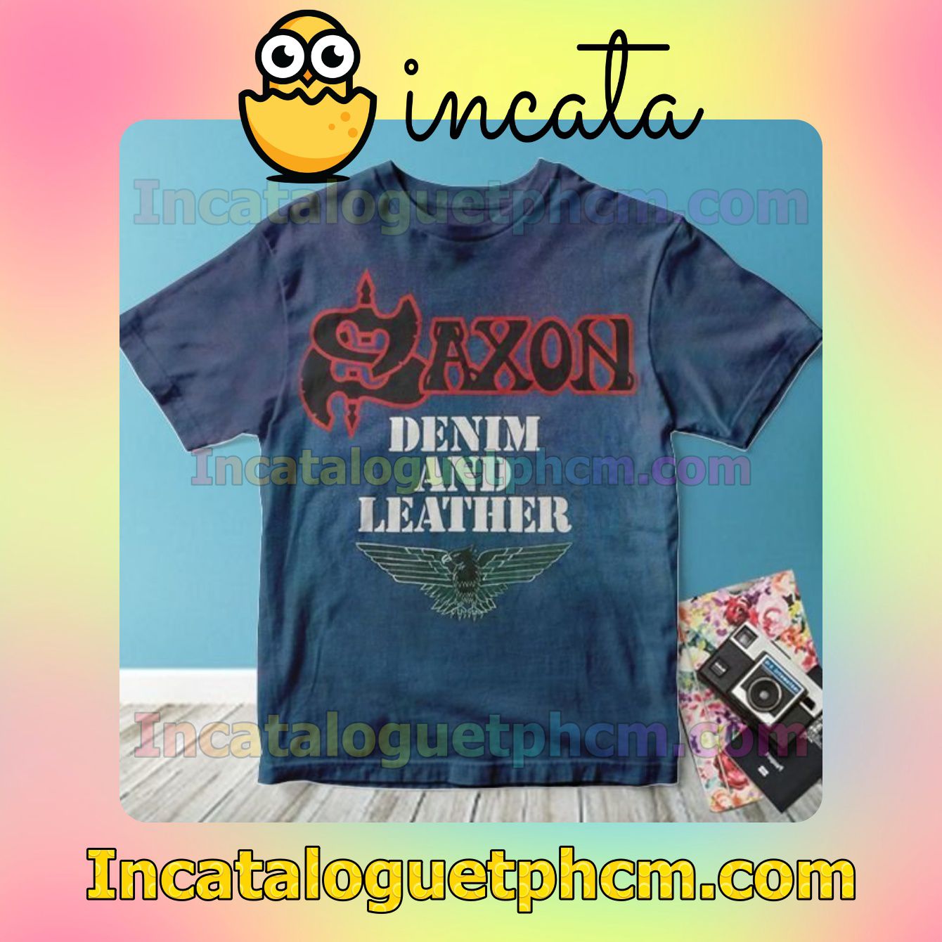 Saxon Denim And Leather Album Cover Personalized Shirt