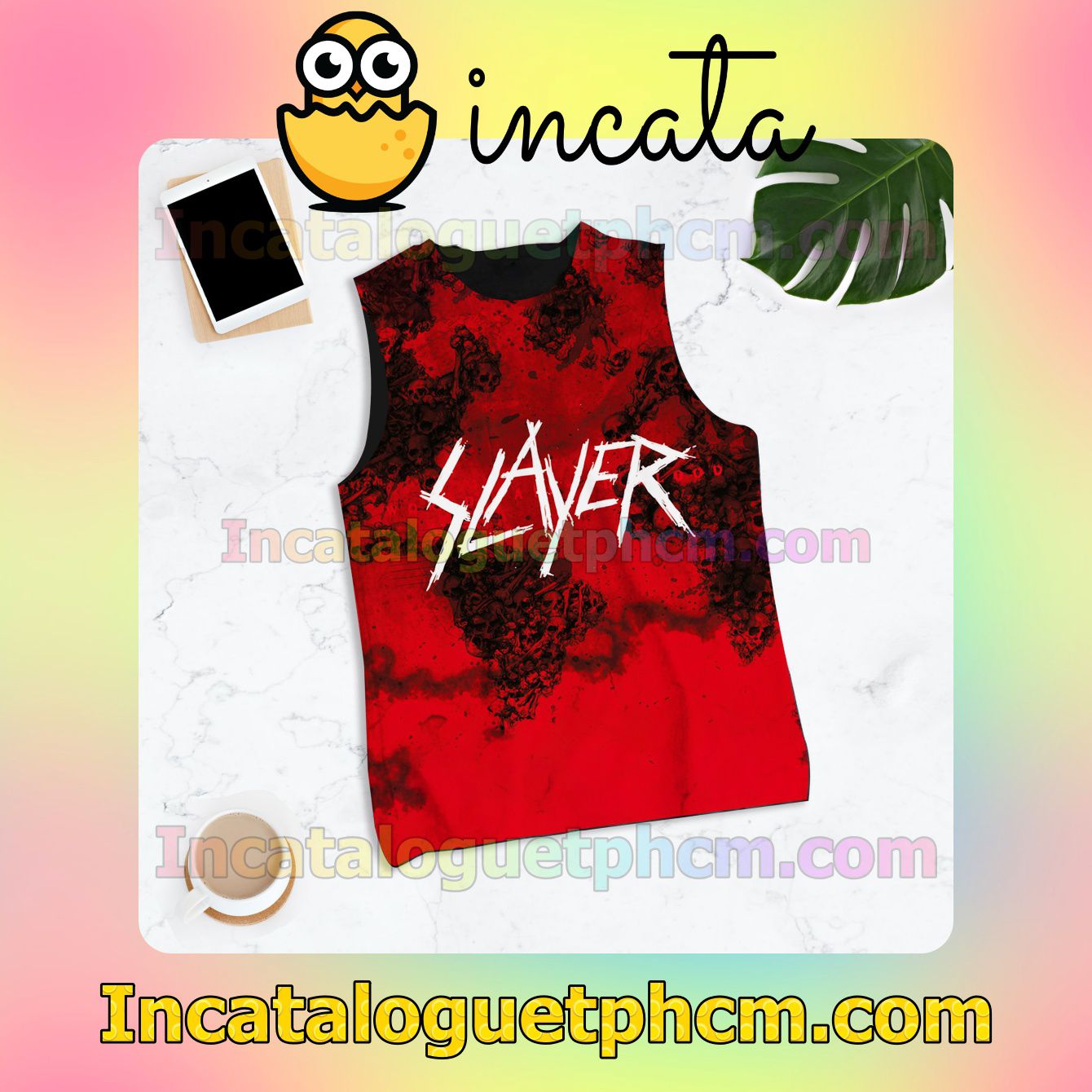 Slayer World Painted Blood Album Cover Racerback Tank