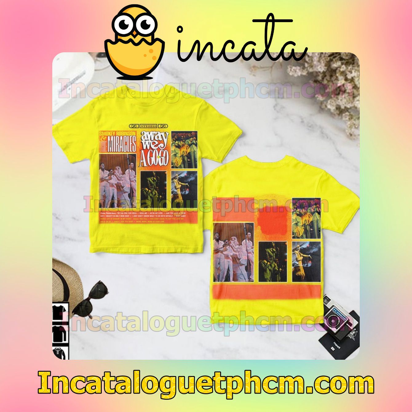Smokey Robinson And The Miracles Away We A Go-go Album Cover Yellow Gift Shirt