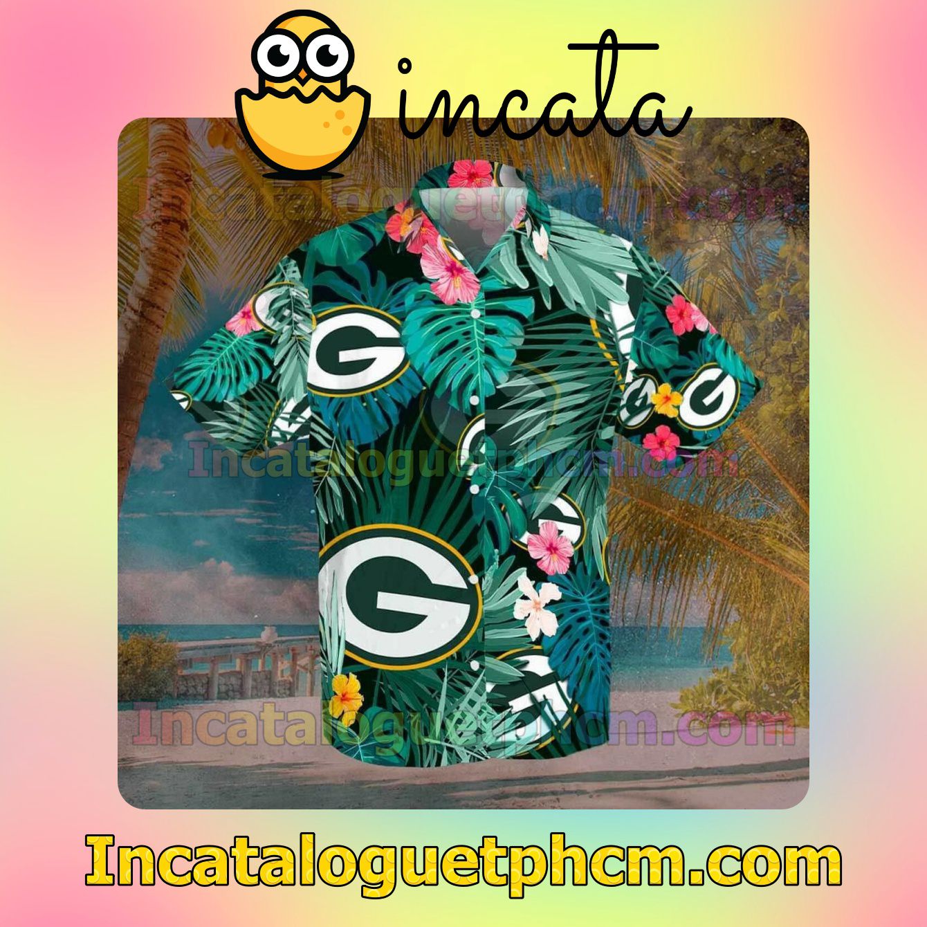 Sports American Football Nfl Green Bay Packers Floral Printed Summer Vacation Shirt