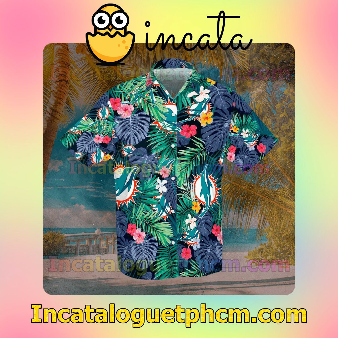 Sports American Football Nfl Miami Dolphins Floral Printed Summer Vacation Shirt