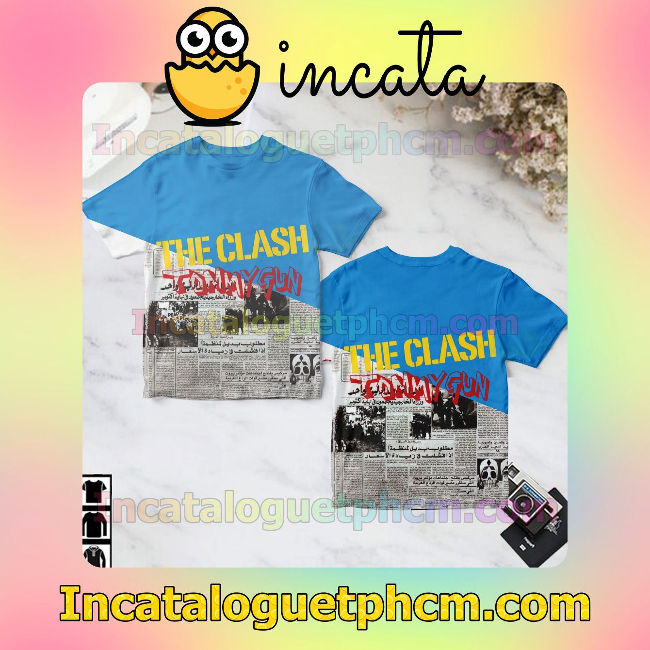 The Clash Tommy Gun Album Cover Blue Gift Shirt
