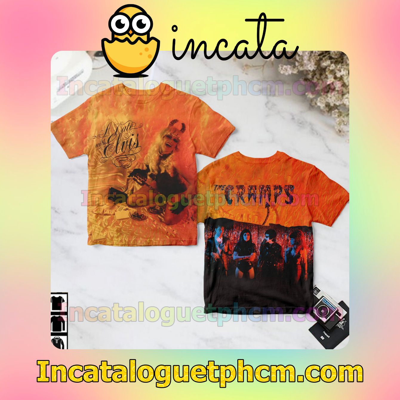 The Cramps A Date With Elvis Album Cover Orange Gift Shirt