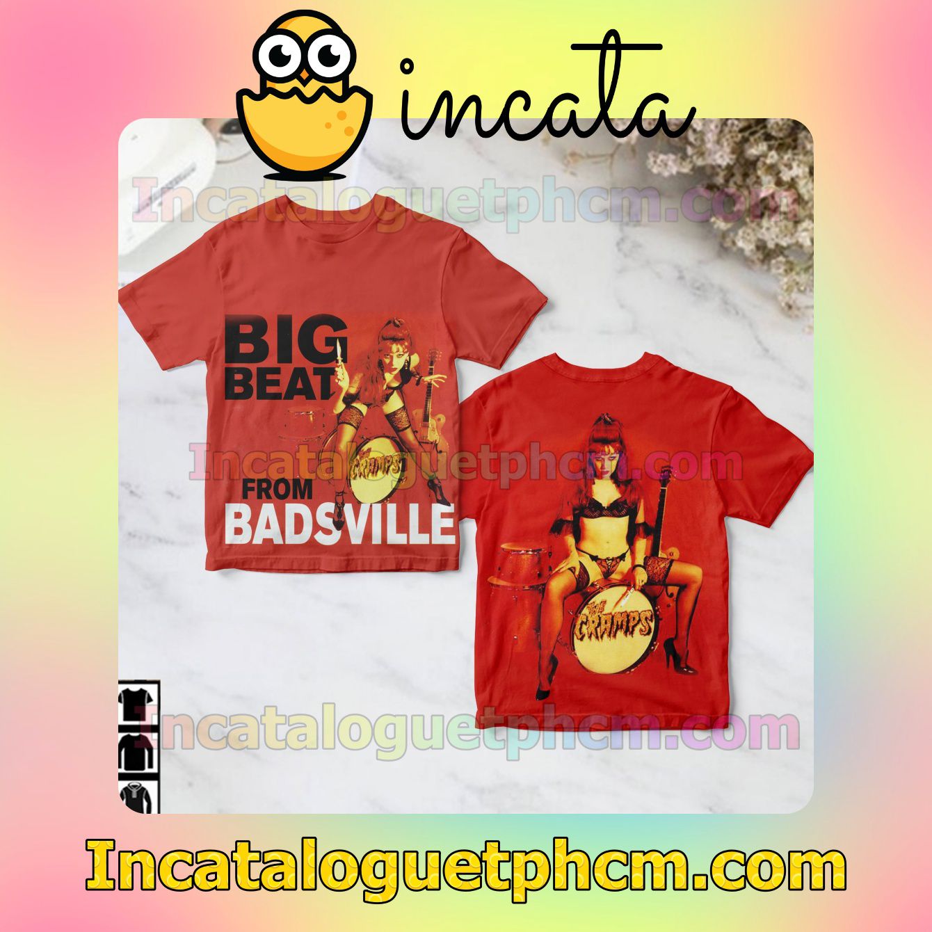 The Cramps Big Beat From Badsville Album Cover Red Gift Shirt