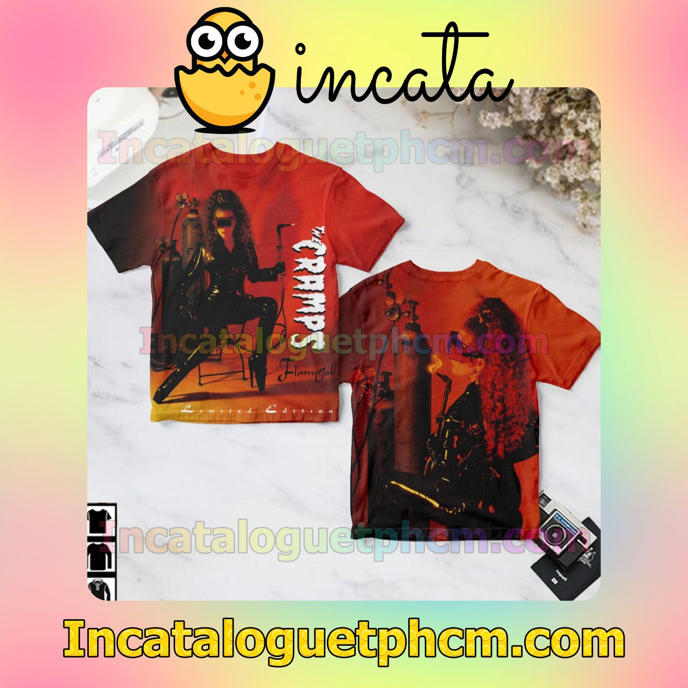 The Cramps Flamejob Album Cover Red Gift Shirt