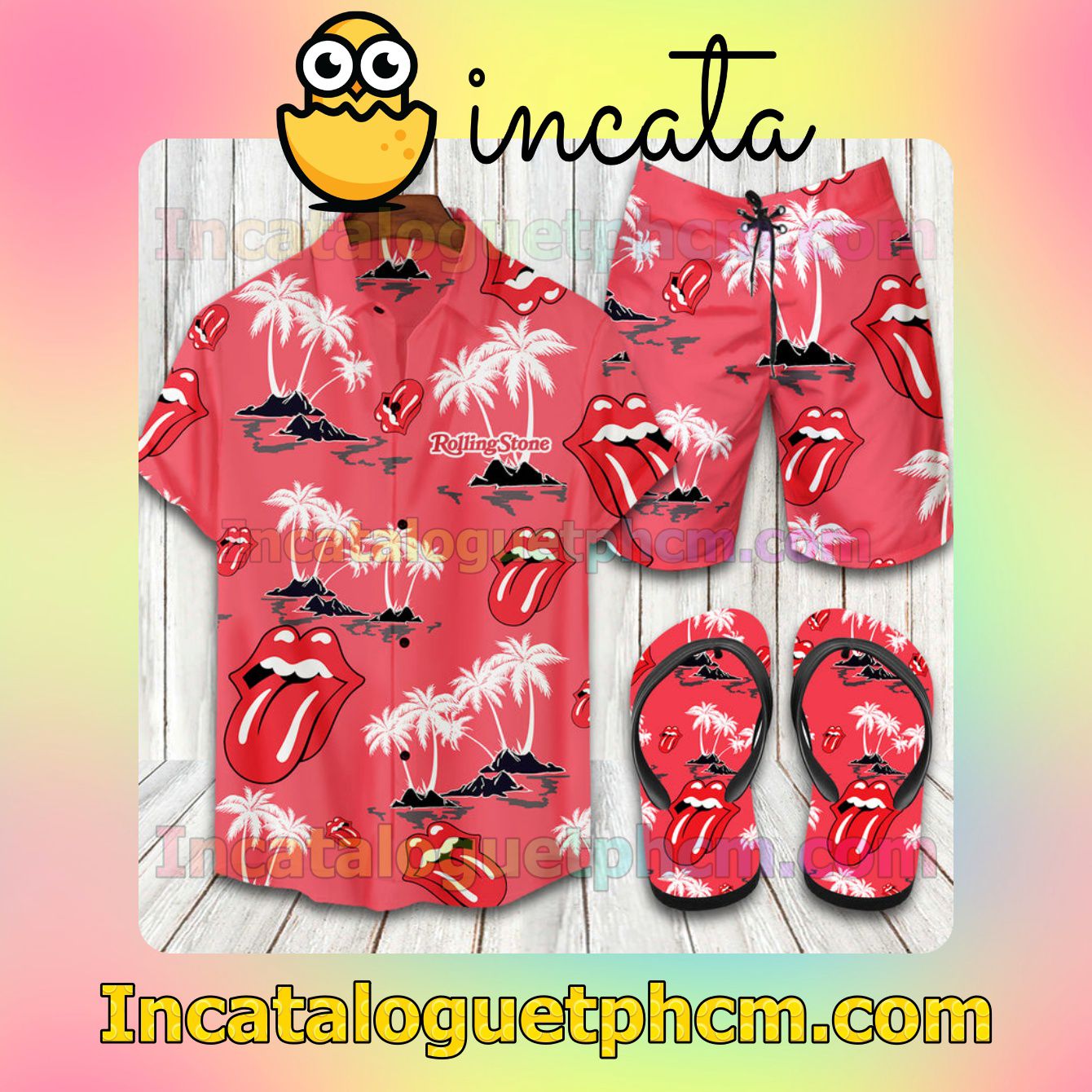 The Rolling Stones Aloha Shirt And Shorts