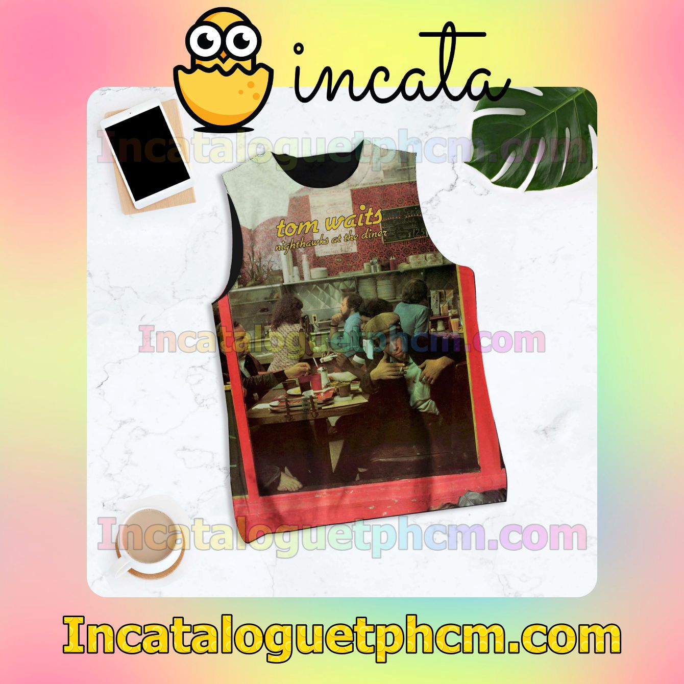 Tom Waits Nighthawks At The Diner Album Cover Racerback Tank