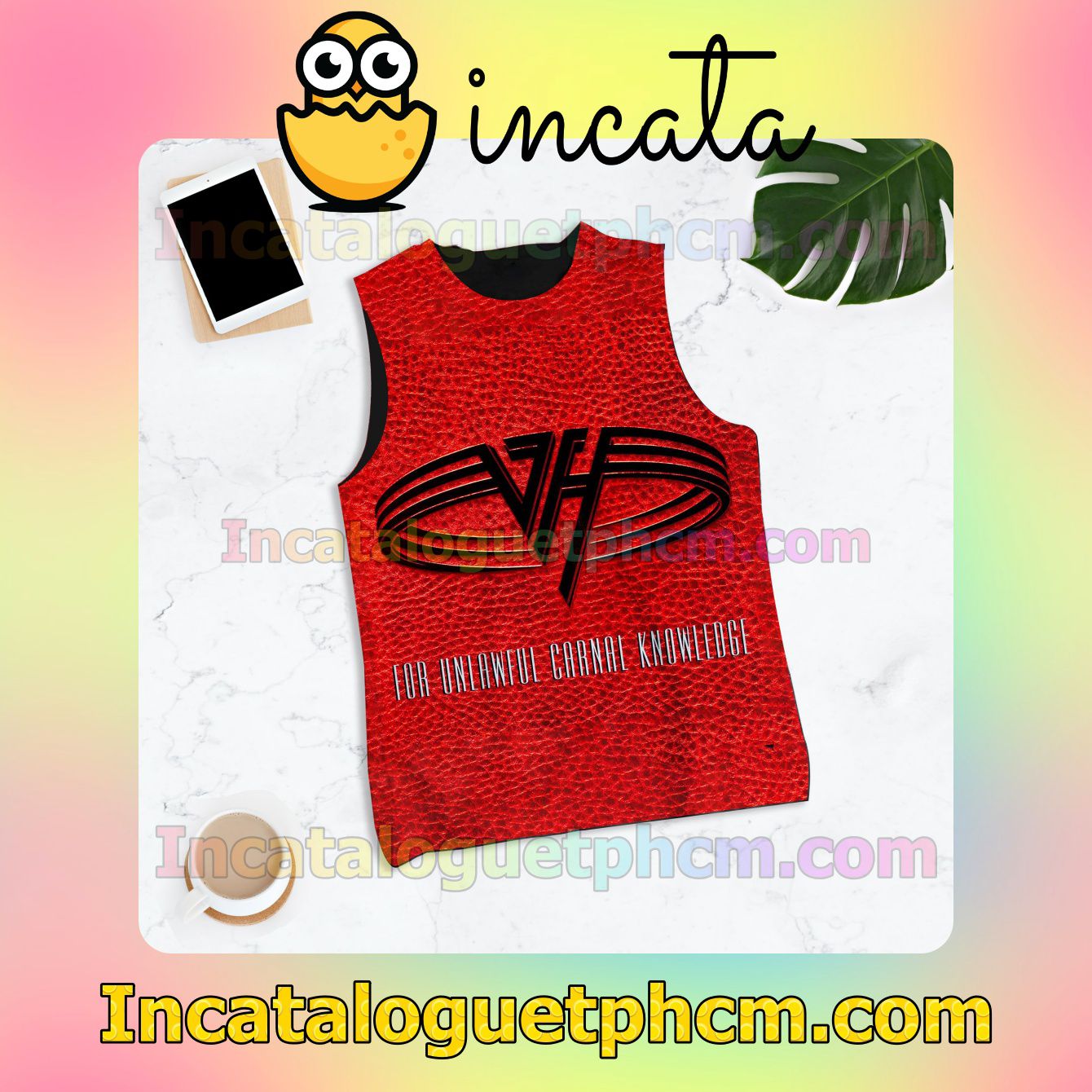Van Halen For Unlawful Carnal Knowledge Album Cover Red Racerback Tank