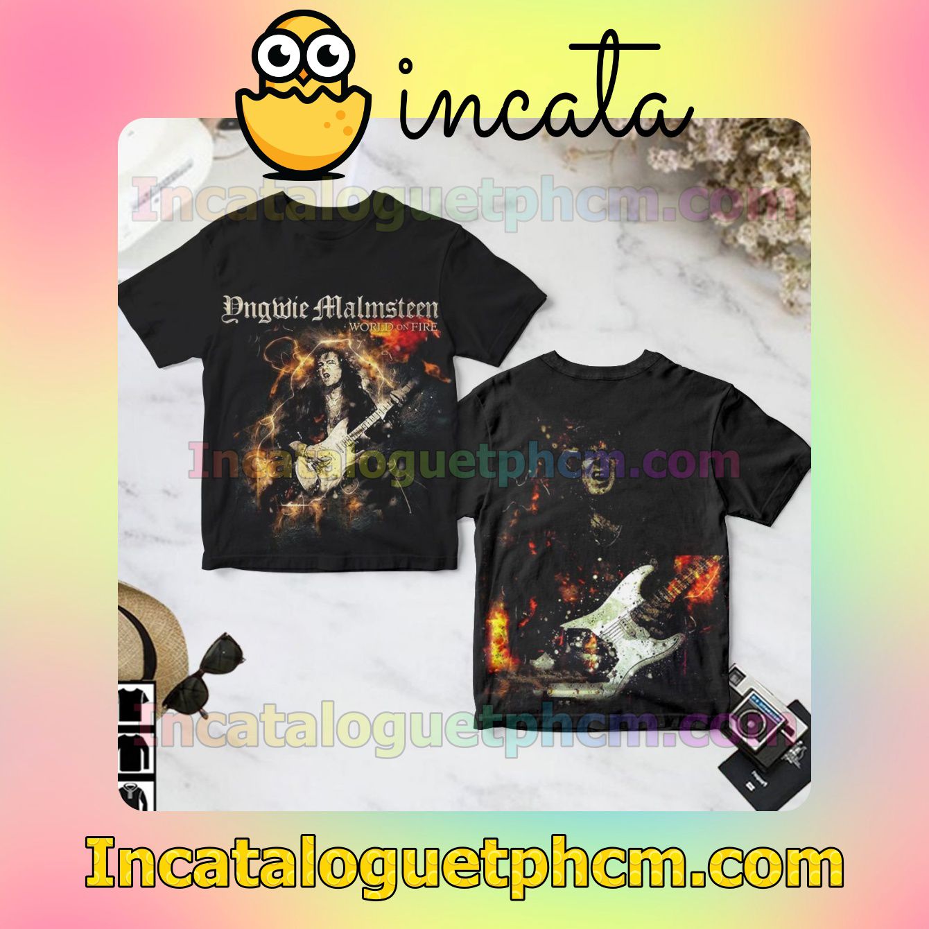 Yngwie Malmsteen World On Fire Album Cover Gift Shirt