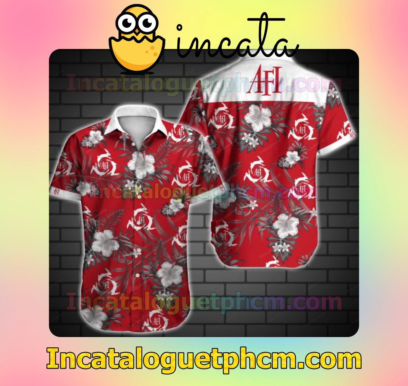 Afi Grey Tropical Floral Red Men's Casual Shirts