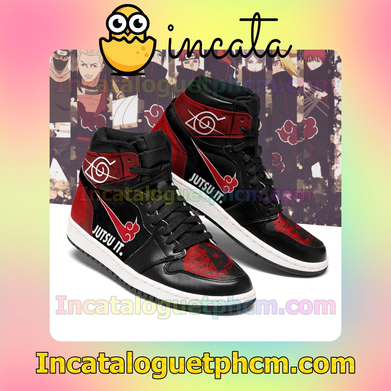 Akatsuki Naruto Nice Justsu It Air Jordan 1 Inspired Shoes
