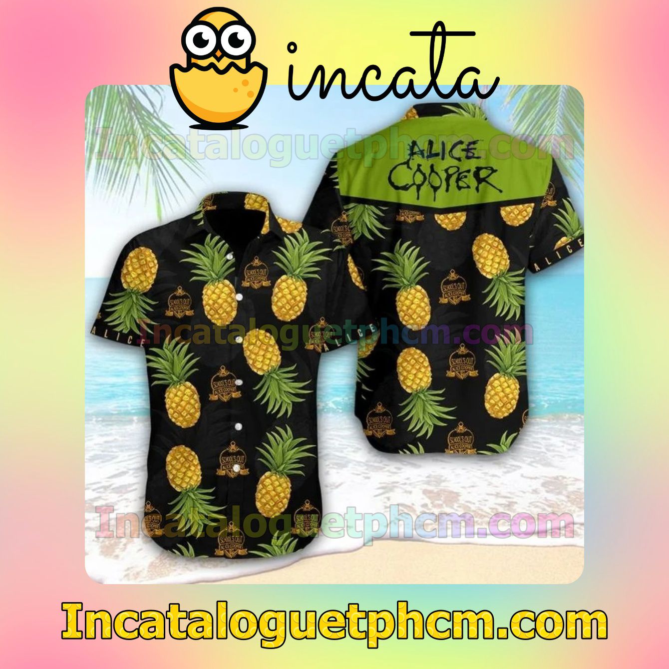 Alice Cooper Pineapple Black Men's Casual Shirts