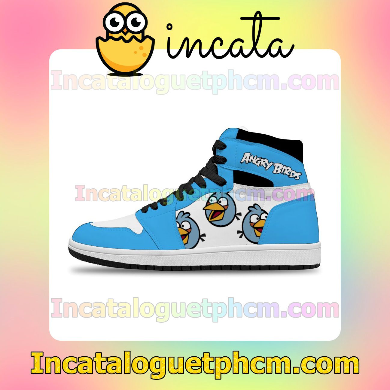 Angry Birds Blues Happy Air Jordan 1 Inspired Shoes