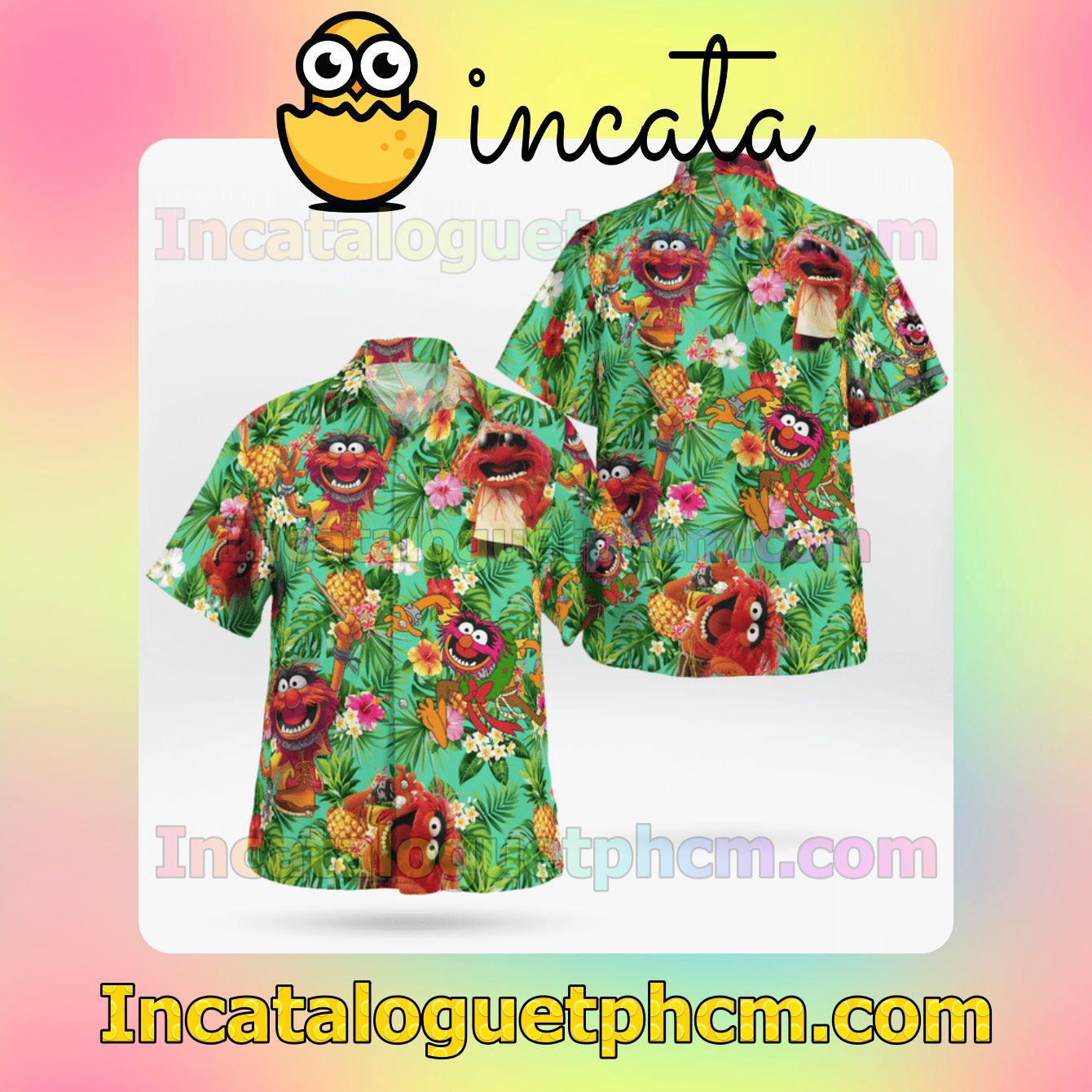 Animal Muppet Pineapple Tropical Mens Short Sleeve Shirts