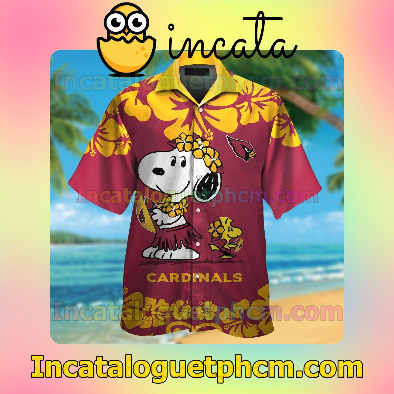 Arizona Cardinals & Snoopy Beach Vacation Shirt, Swim Shorts