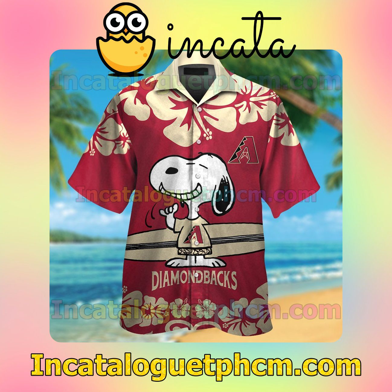 Arizona Diamondbacks Snoopy Beach Vacation Shirt, Swim Shorts
