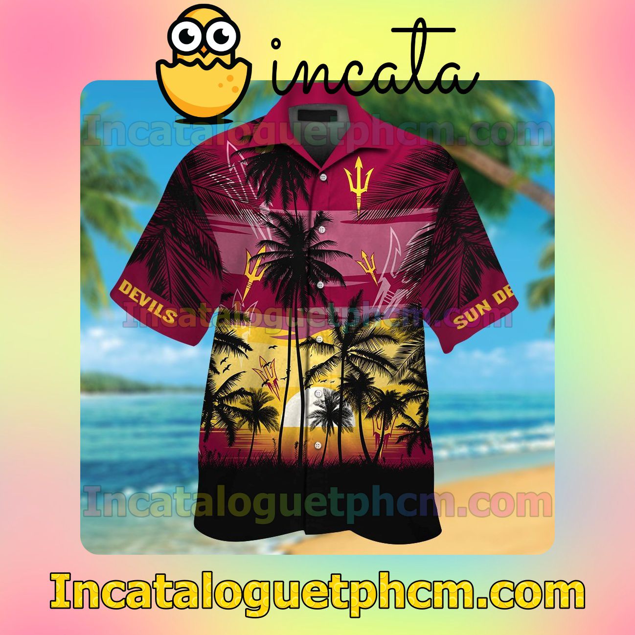 Arizona State Sun Devils Beach Vacation Shirt, Swim Shorts