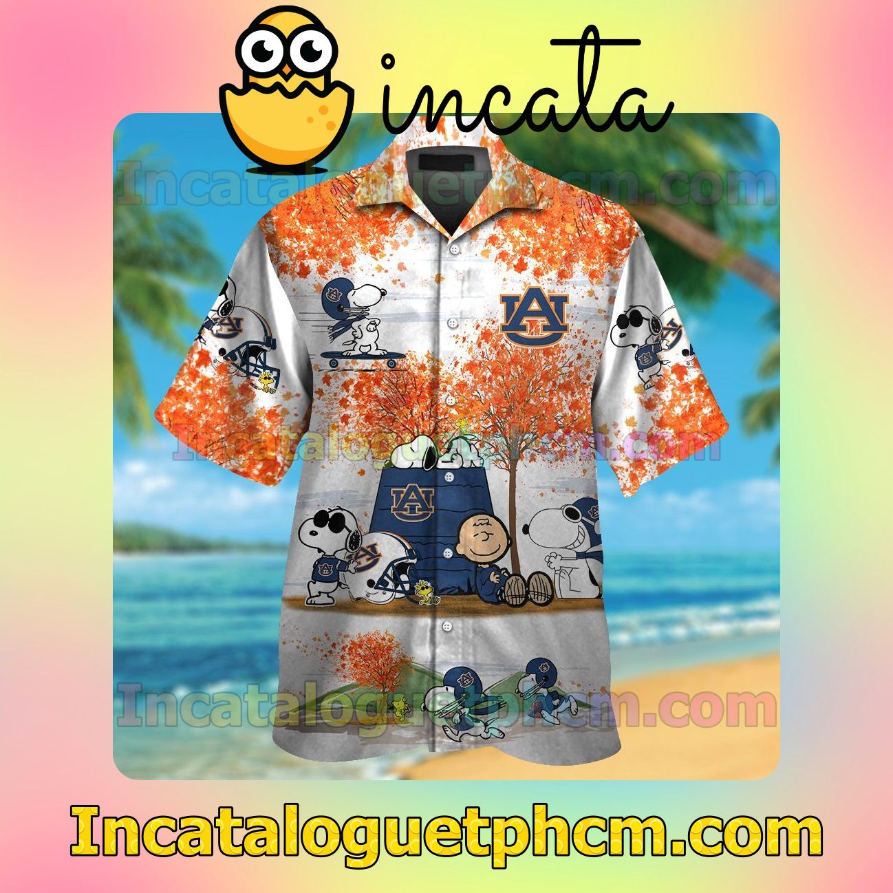 Auburn Tigers Snoopy Autumn Beach Vacation Shirt, Swim Shorts