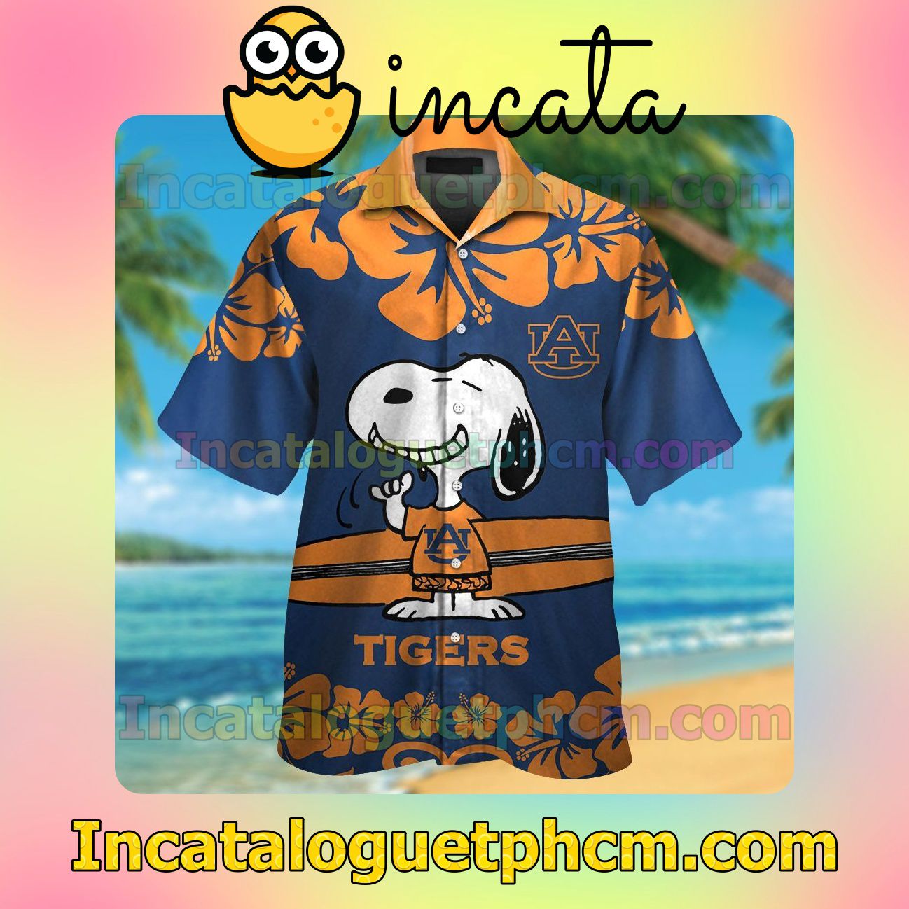 Auburn Tigers & Snoopy Beach Vacation Shirt, Swim Shorts
