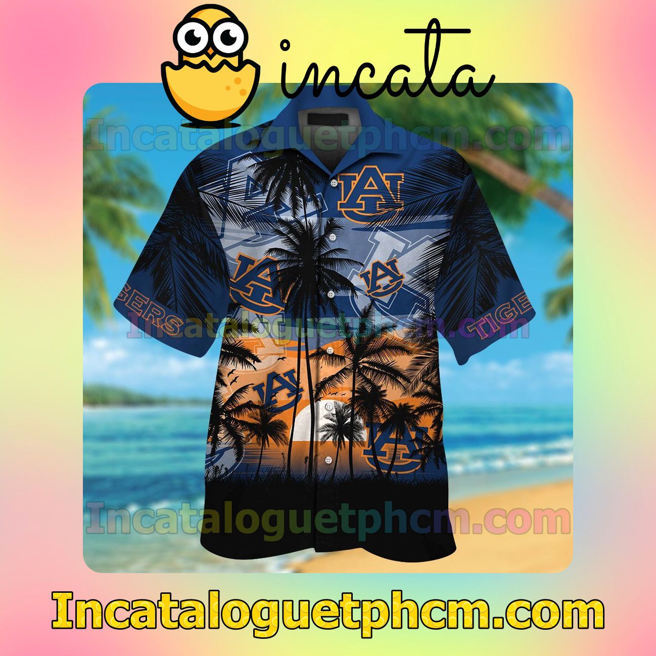 Auburn Tigers Tropical Beach Vacation Shirt, Swim Shorts