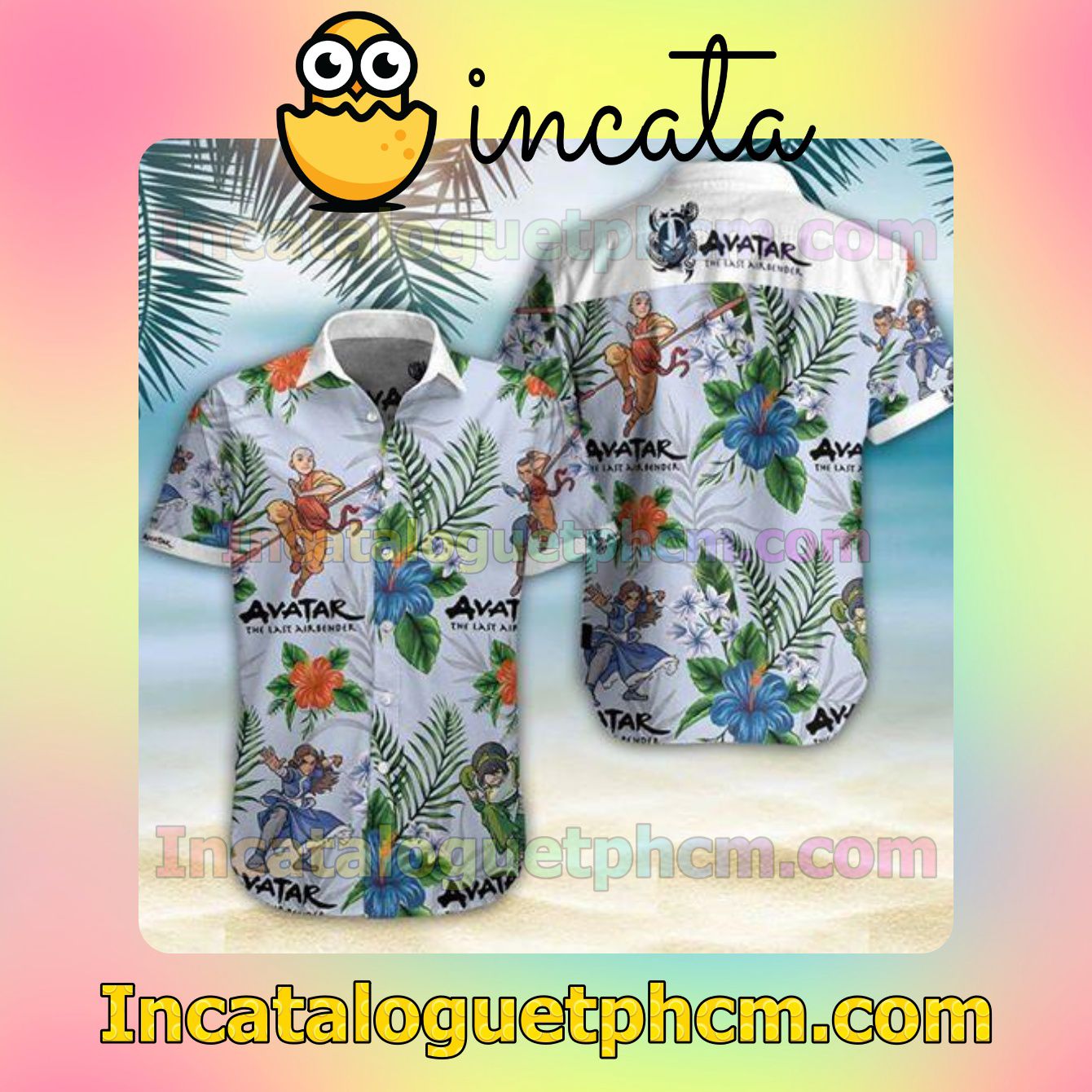 Avatar The Last Airbender Tropical Hibiscus Palm Leaf Men's Casual Shirts