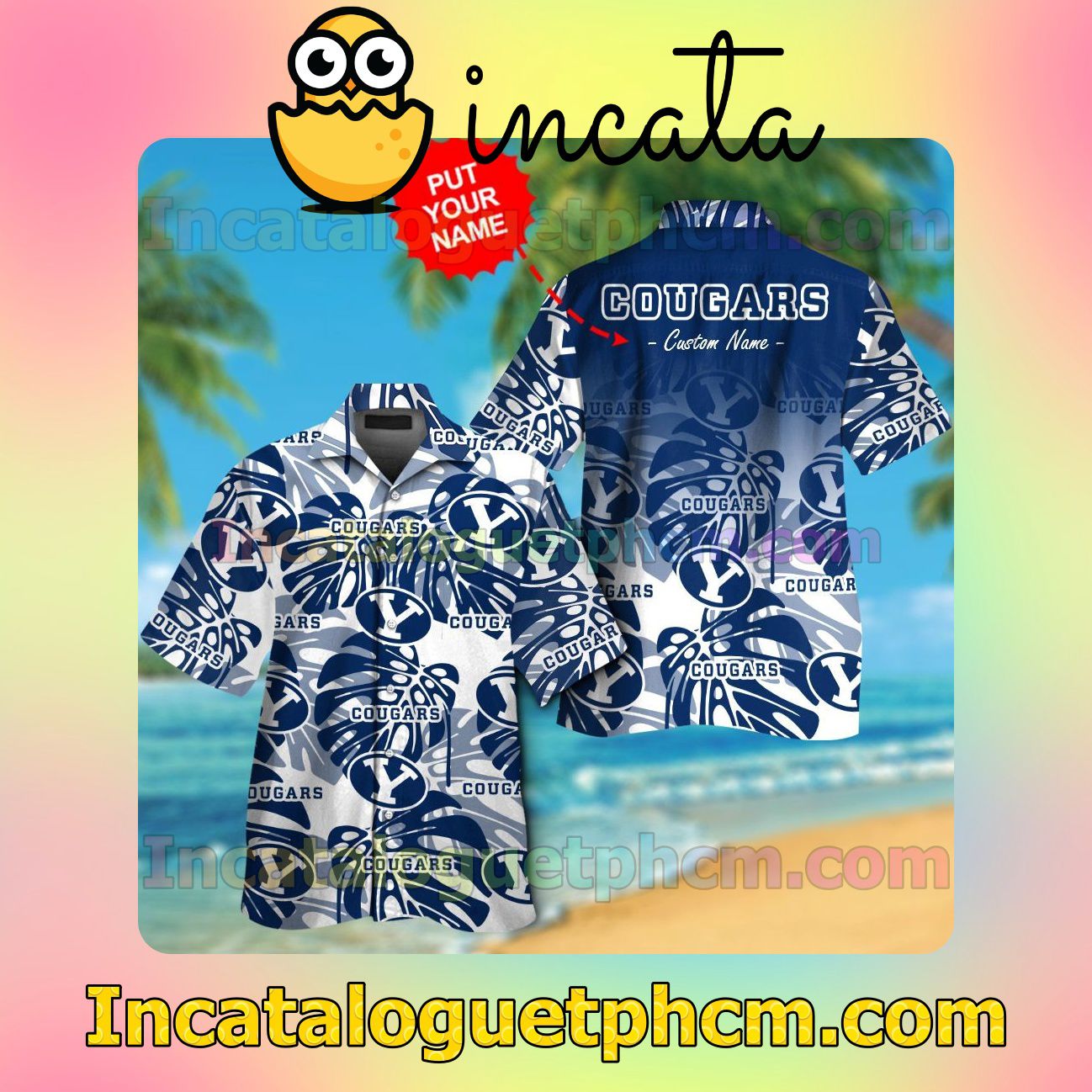BYU Cougars Beach Vacation Shirt, Swim Shorts