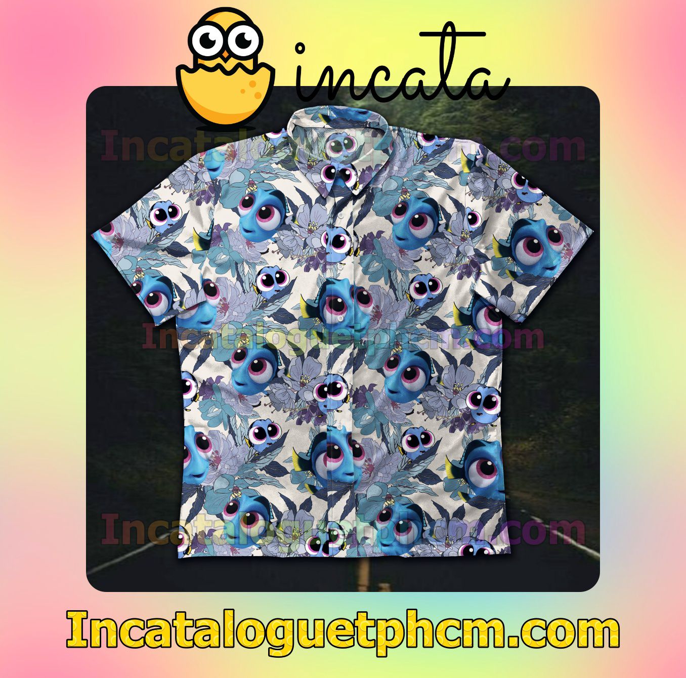 Baby Dory Blue Flowers Men's Casual Shirts