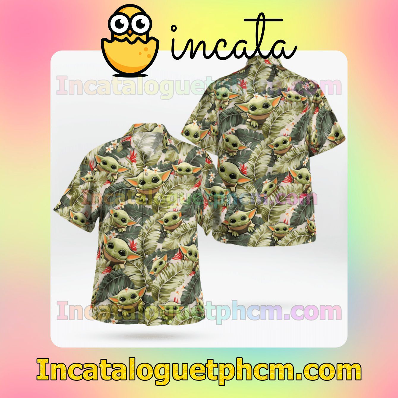 Baby Yoda Banana Leaf Mens Short Sleeve Shirts