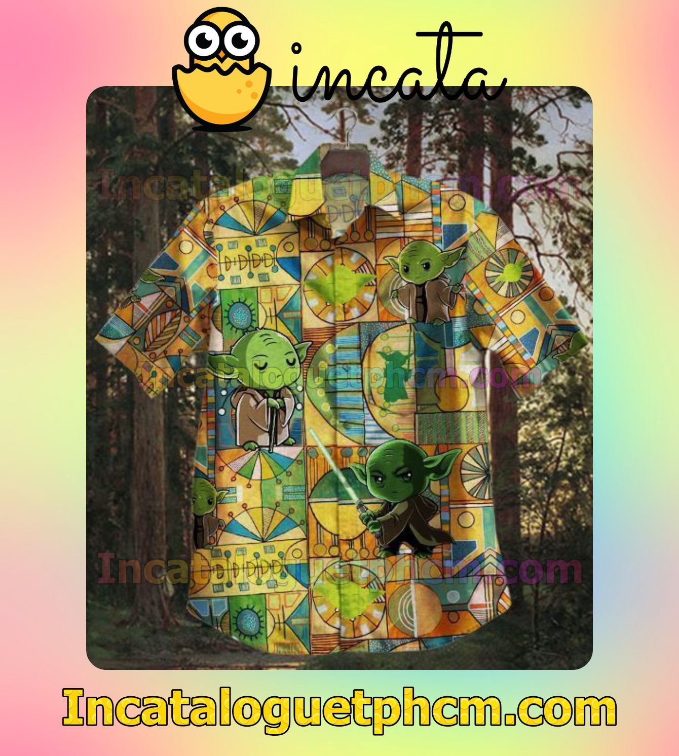 Baby Yoda Multicolor Pattern Men's Casual Shirts
