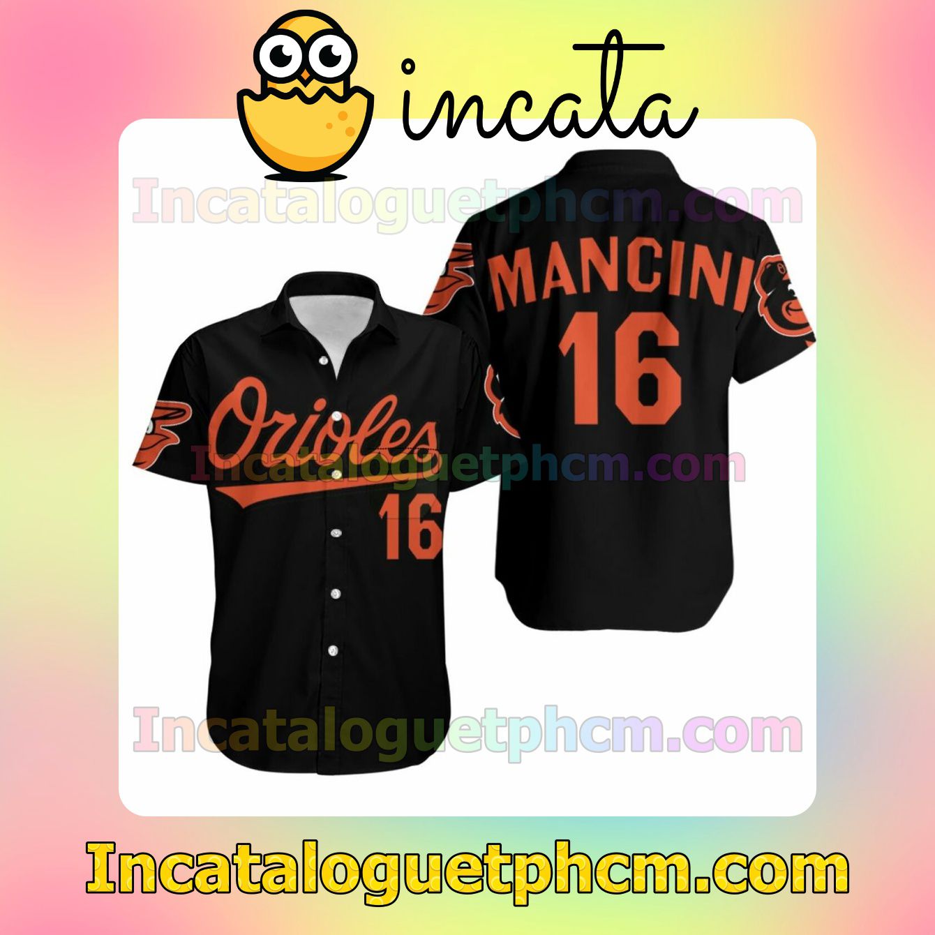 Baltimore Orioles 16 Mancini Jersey Inspired Style Custom Short Sleeve Shirt