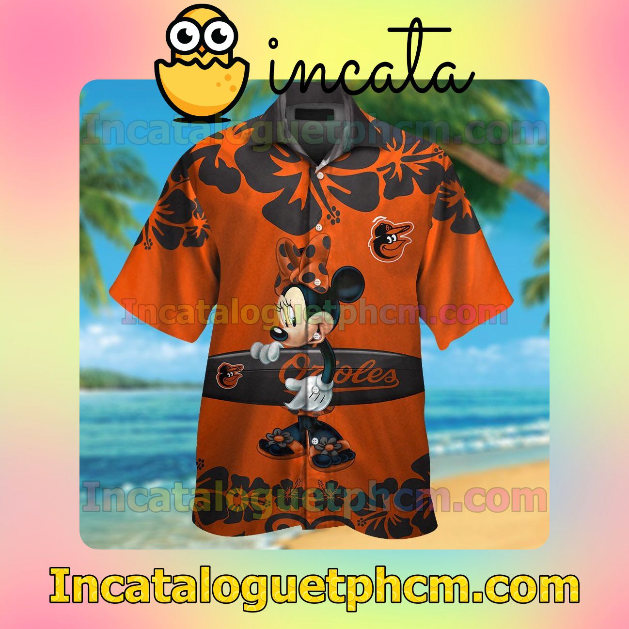 Baltimore Orioles Minnie Mouse Beach Vacation Shirt, Swim Shorts