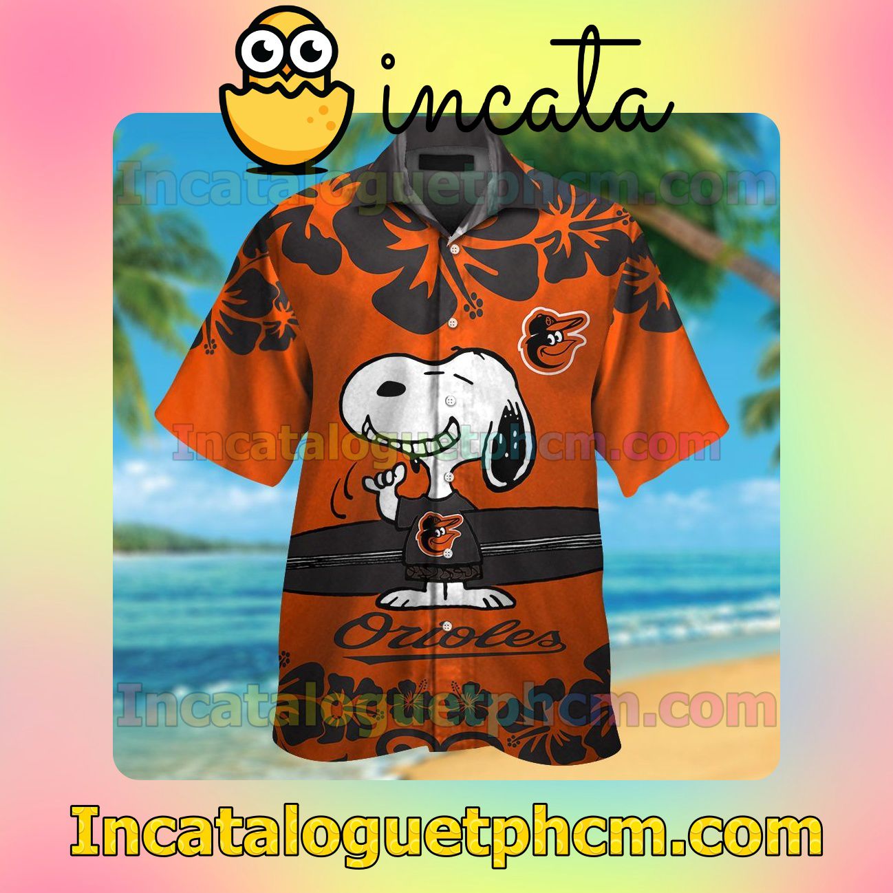 Baltimore Orioles Snoopy Beach Vacation Shirt, Swim Shorts