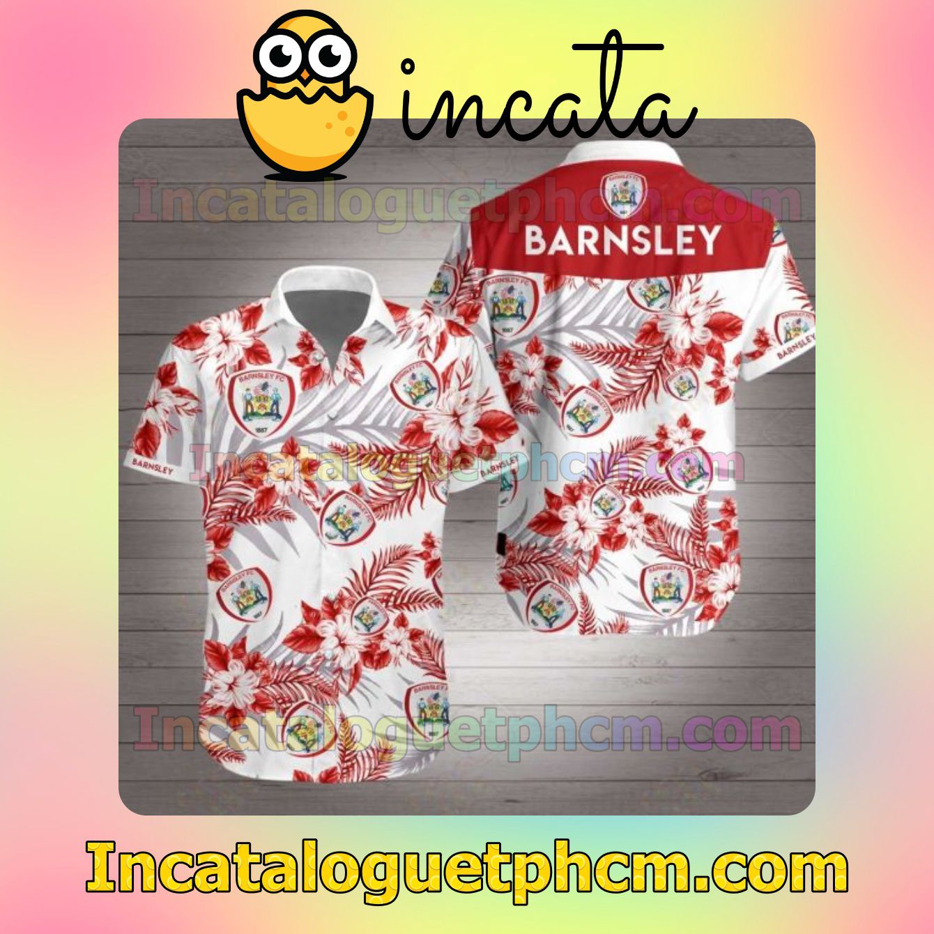 Barnsley Red Tropical Floral White Men's Casual Shirts