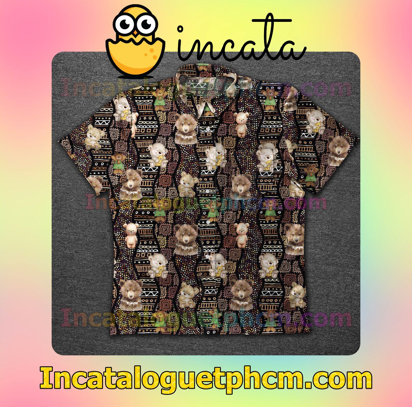 Bear Ethnic Boho Seamless Pattern In African Style Men's Casual Shirts