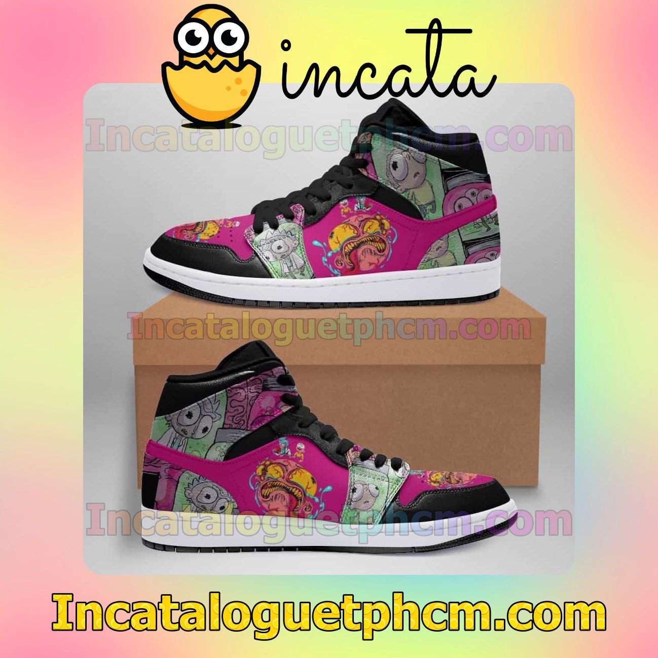 Black Pink Rick And Morty 1s Air Jordan 1 Inspired Shoes