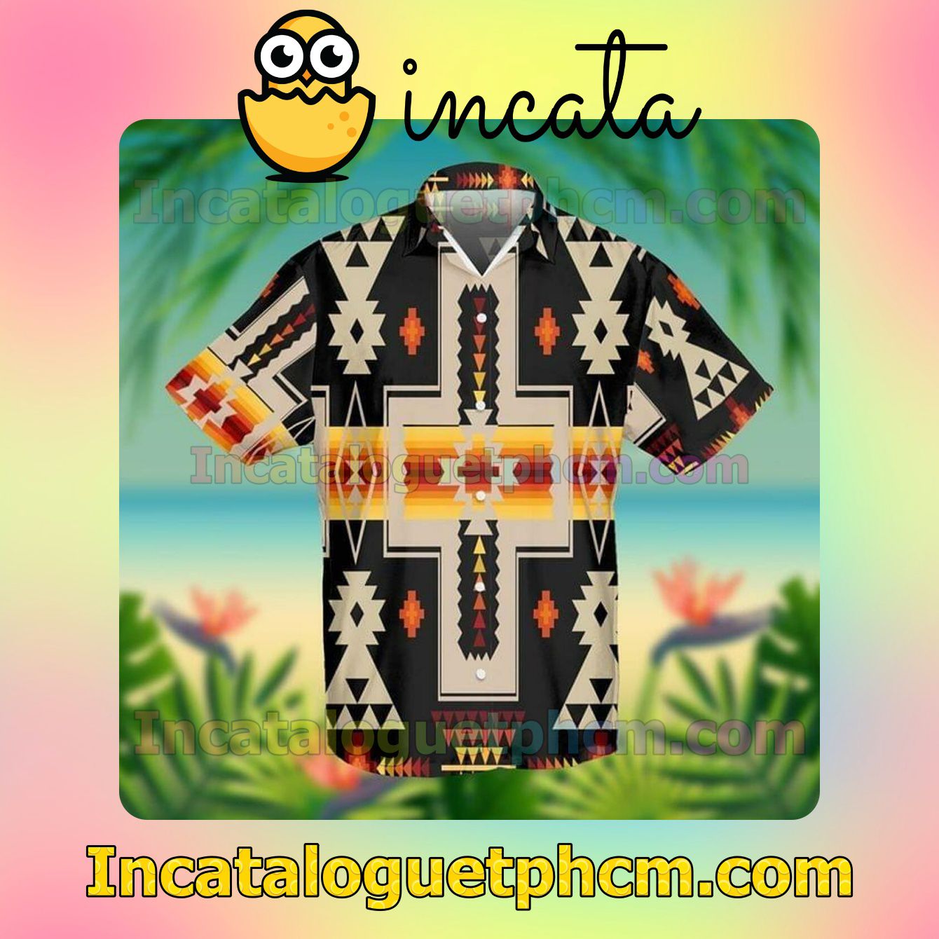 Black Tribe Design Native American Custom Short Sleeve Shirt